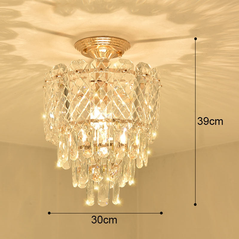 Luxury Crystal Ceiling Small Chandelier Living Room Decoration Bedroom Porch Corridor Led Indoor Pendant Lighting For Home