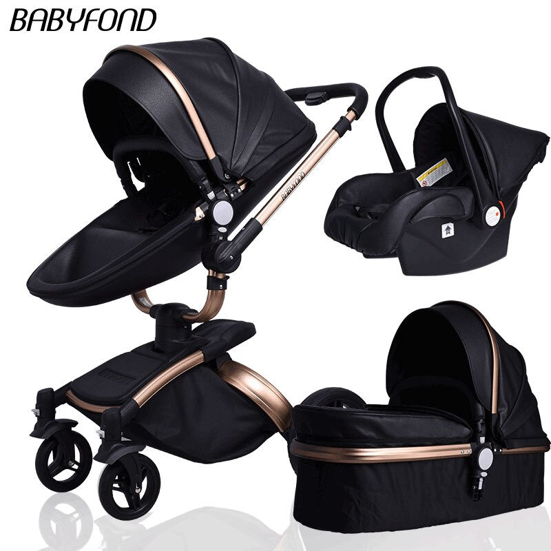 EU Stock Babyfond Luxury Baby Stroller 3 in 1 Travel System With Bassinet And Car Seat 360° Rotation Newborn Egg Pram