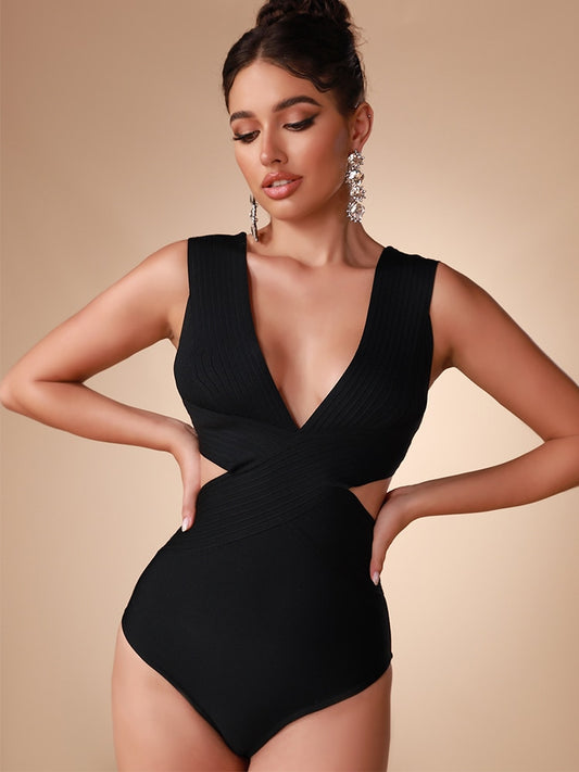 Bandage Swimsuit Women's One Piece Bikini Swimwear Black High Waist Sexy Cut Out Bathing Suits Beach Outfits Summer 2023 New In