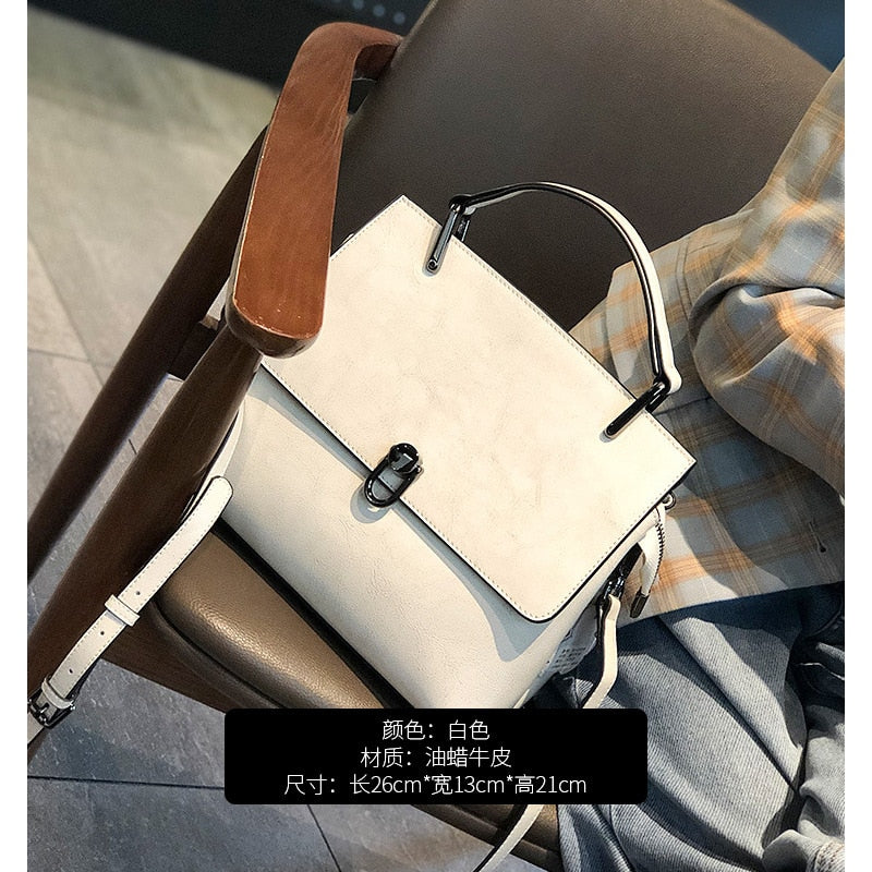 Women&#39;s Cowhide Leather Bags 2022 New Fashion One-shoulder Handbags Ladies Classic Satchels Large Capacity Messenger Versatile