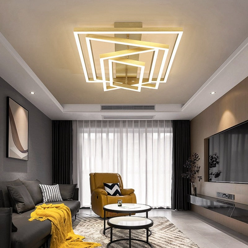 Modern Light Luxury Chandelier Simple Living Room Ceiling Lamp Nordic LED With Remote Control Black Interior Decoration Lamps