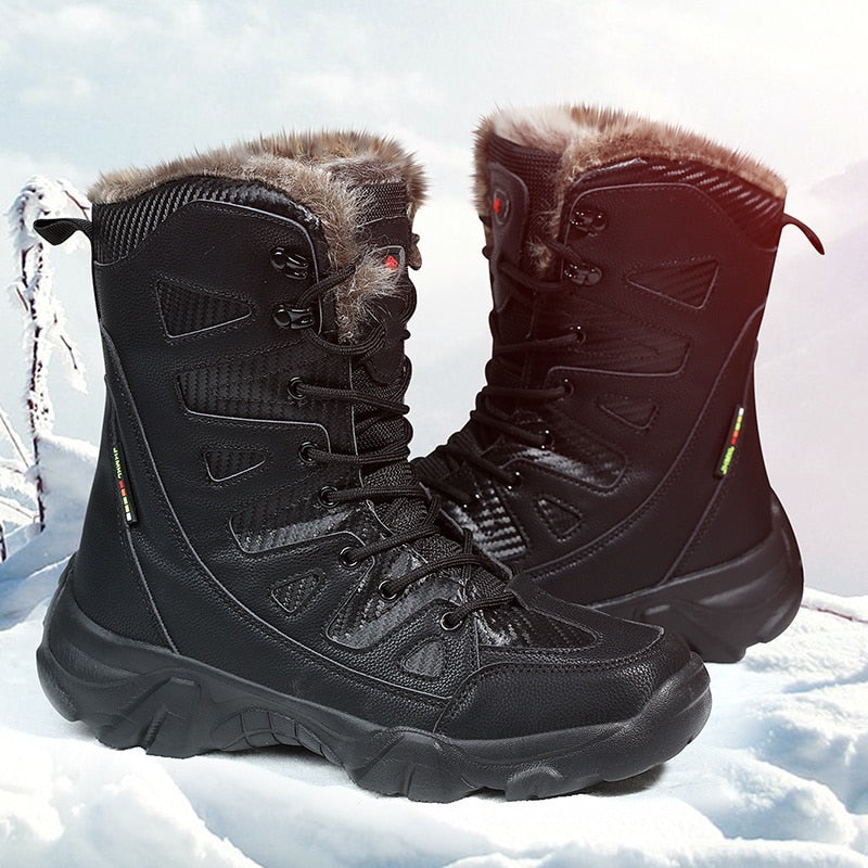 2022 Winter Men&#39;s Boots Large Size Plush Warm Snow Boots Outdoor Combat Boots Army Boots Black Classic Men High Top Hiking Boots