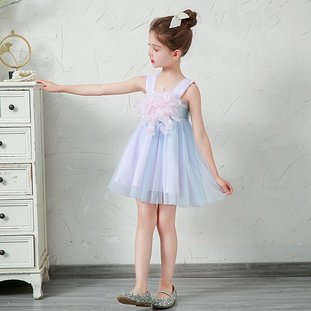 Yoliyolei Sling Baby Girl Children Dresses Flower Girl Ball Gowns Tulle Dresses Casual Wedding Party Kids Clothes for 1-4Y