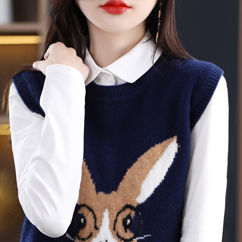 2023 Year Of The Rabbit Pullover Vest Women&#39;s Christmas New Year Red Spring Festival This Life Year Wool Vest Free Of Charge