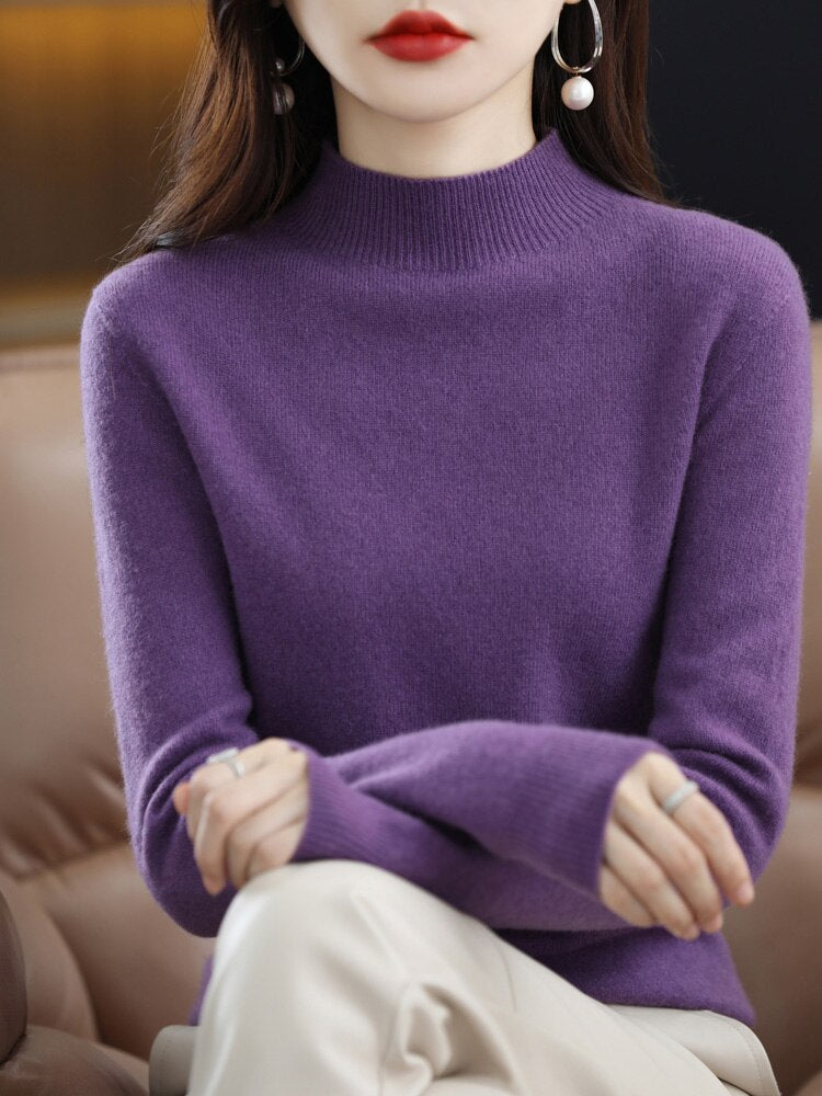 Winter 2023 Top Women Line Ready-to-wear Half Turtleneck Free Shipping South Korean Fashion Pullover Winter Lady