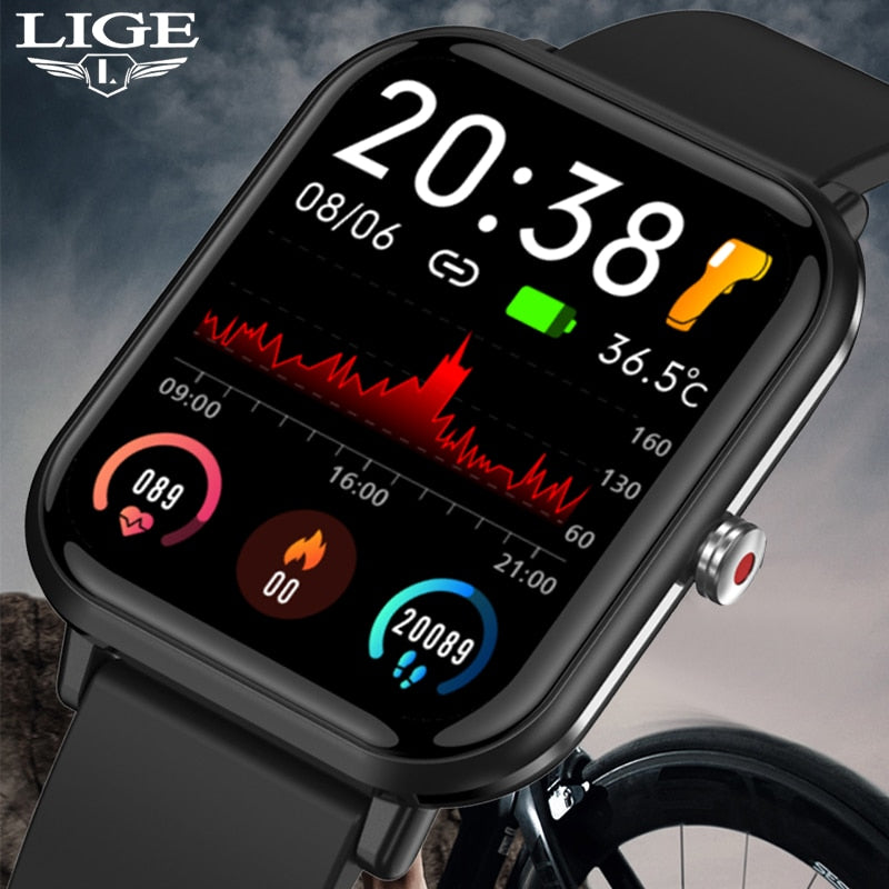 LIGE 2022 New Smart watch Ladies Full touch Screen Sports Fitness watch IP67 waterproof Bluetooth For Android iOS Smartwatch Men