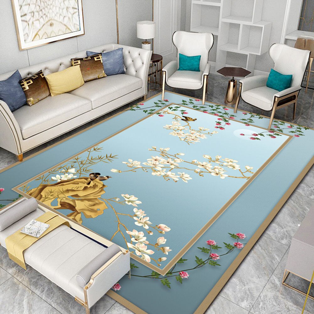 Neoclassical Carpet for Living Room Modern Decoration Bedroom Non-slip Lounge Rug Sofa Tea Table Carpet Area Rug Large Floor Mat