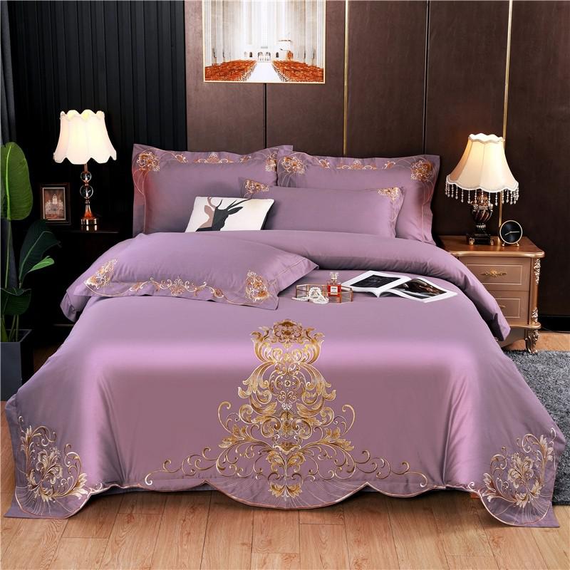 Bedding Set - Double Queen King 4Pcs Embroidery Chic Boho Comforter Cover set Premium Cotton Soft Bedding Set Duvet cover Bed Sheet Pillowcase