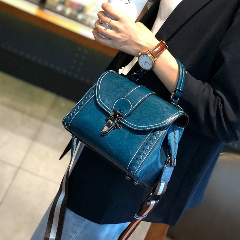 Vintage Retro Shoulder Bags Women Versatile Crossbody Messenger Bag High Quality Grain Cowhide Leather Ladies Casual Handbag