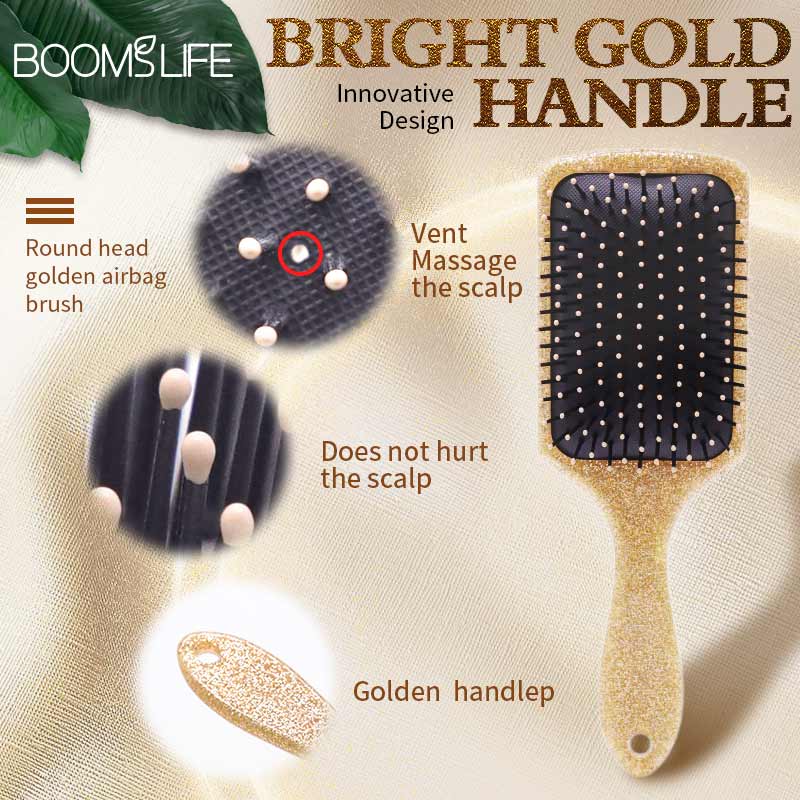 Luxury Gold Paddle Hair Brush Women Anti Static Hair Comb Curly Detangle HairBrush Hairdressing Massage Comb Beauty Styling Tool
