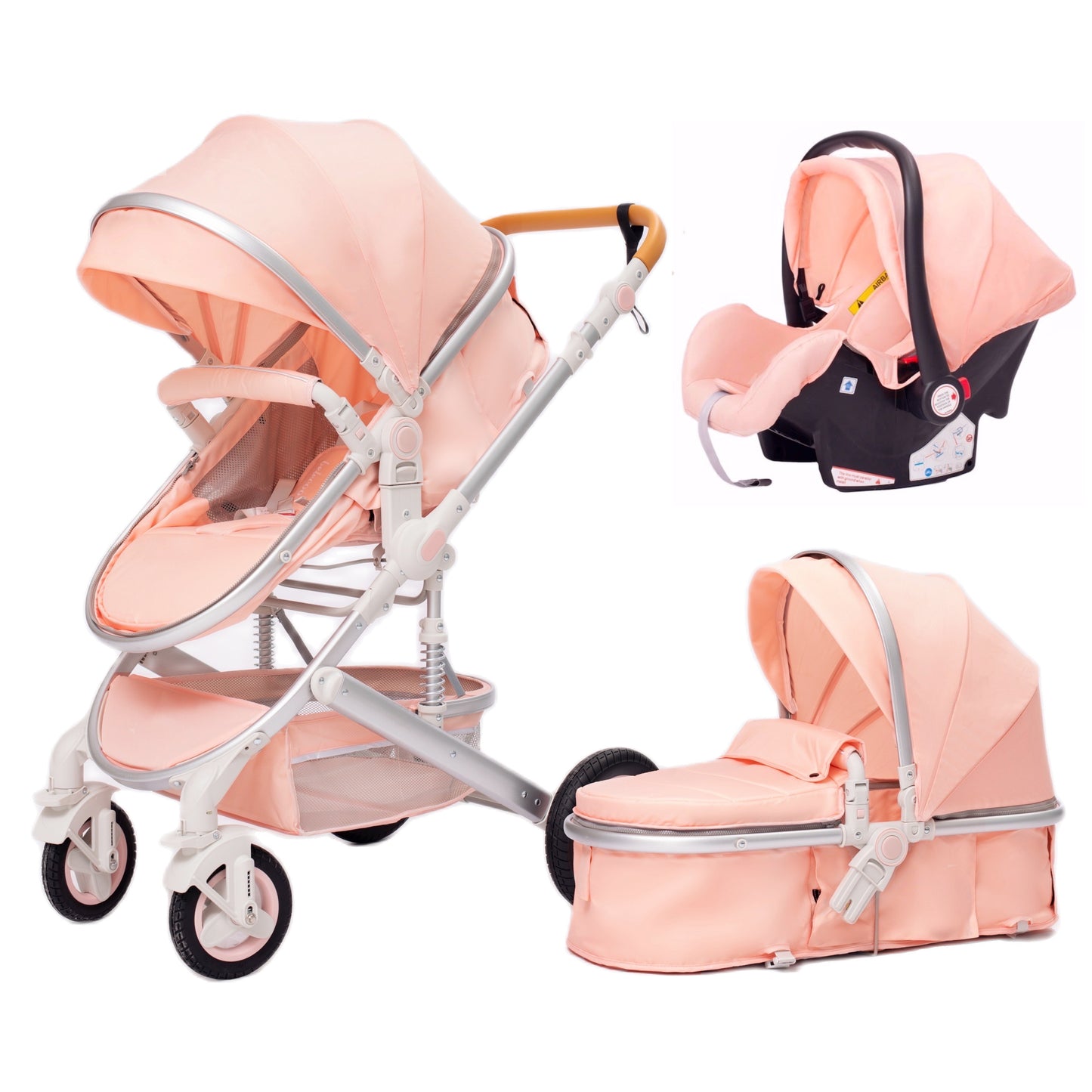 Luxurious Baby Stroller 3 in 1 Portable Travel Baby Carriage Folding Prams Aluminum Frame High Landscape Car for Newborn Baby