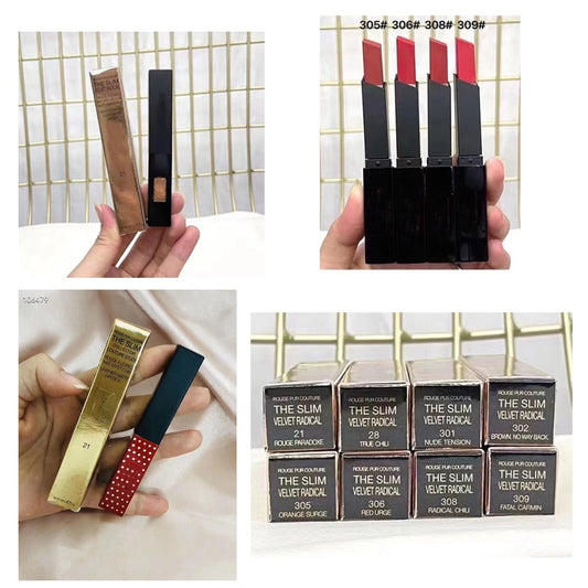 Brand New 2022 Lip Cosmetics The Slim Rouge A Levres Highly Pigmented  Velvet Matte Lipstick Color 21-28-301-302-303-304-305-306