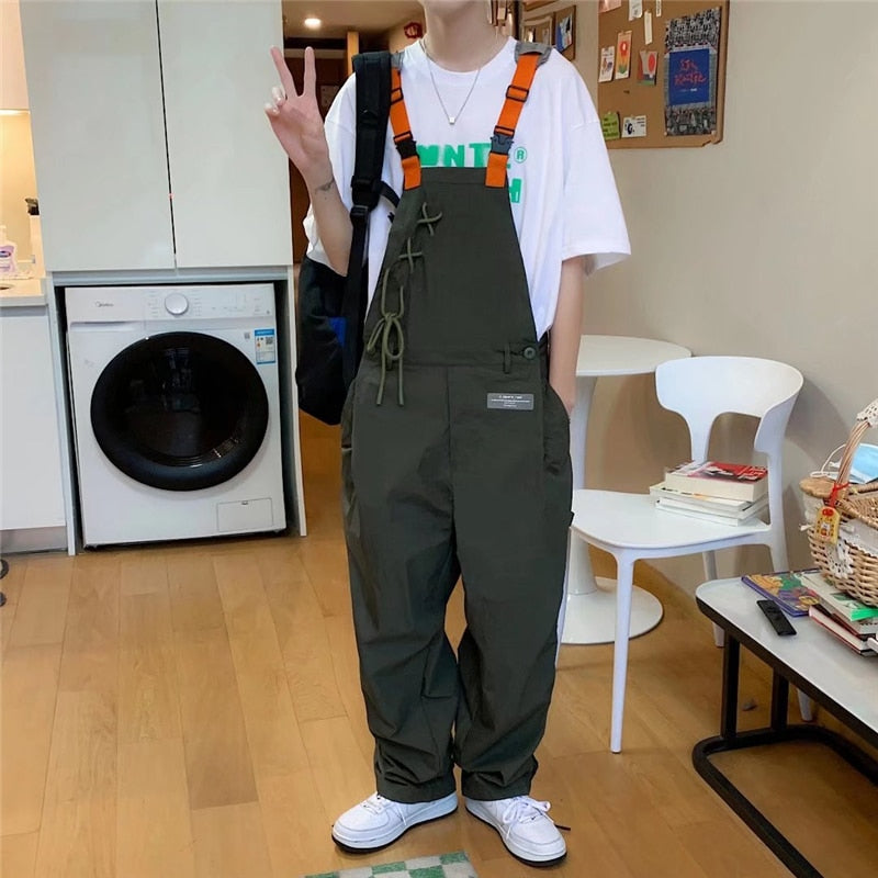 Japanese functional wind overalls overalls men&#39;s streetwear design sense summer thin loose straight casual pants Overalls