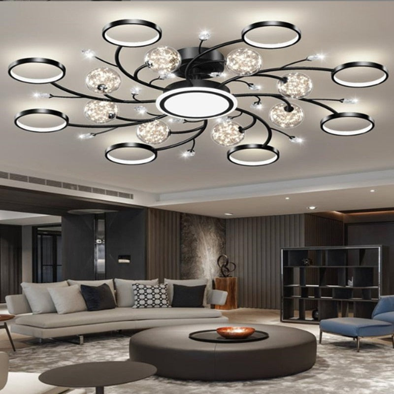 Living Room Modern Chandelier Light Luxury Starry LED Bedroom Ceiling Lamp Nordic Minimalist Restaurant Interior Decoration Lamp