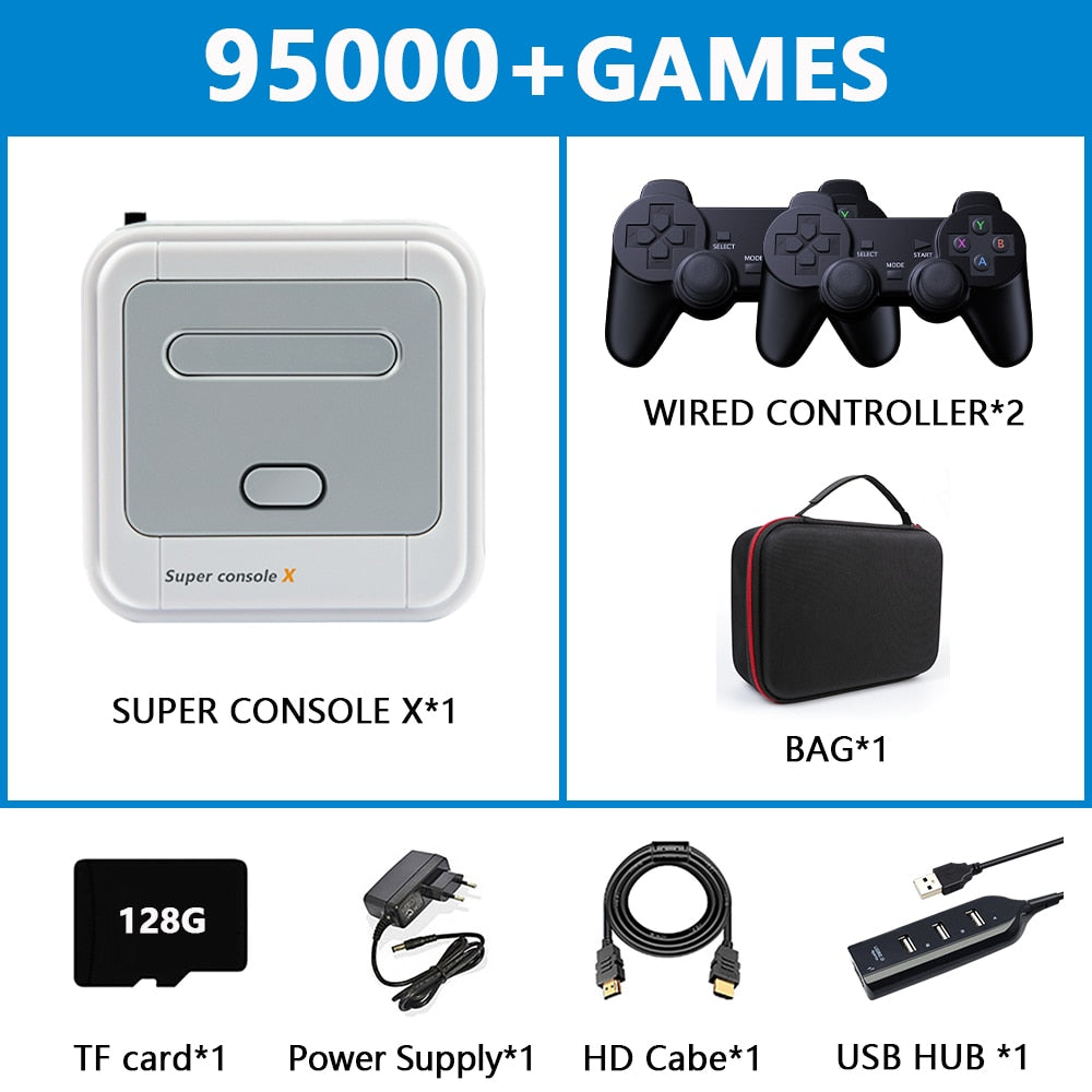 Super Console X Retro Game Console For PSP/PS1/Naomi/MAME/N64/DC With 90000+ Classic Retro Games HD Wifi TV Video Game Player