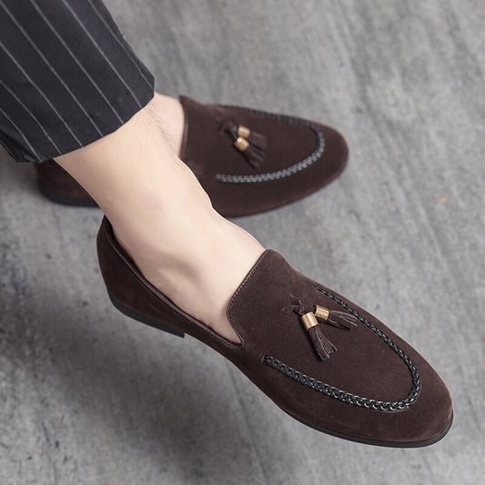 Designer 2022New Mens Leather Casual Shoes for Men Tassel Loafers Comfortable Black Brown Moccasins suede mens shoes mocasines