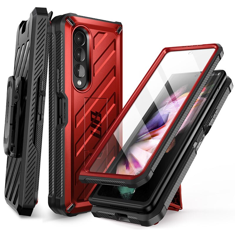 For Samsung Galaxy Z Fold 3 Case 5G (2021) SUPCASE UB Rugged Belt Clip Shockproof Protective Case with Built-in Screen Protector