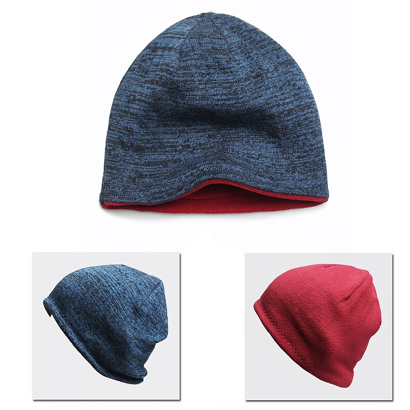 Men&#39;s trendy warm ski beanie hat women&#39;s new outdoor fashion double-sided wearable thick autumn and winter knitted pullover hat