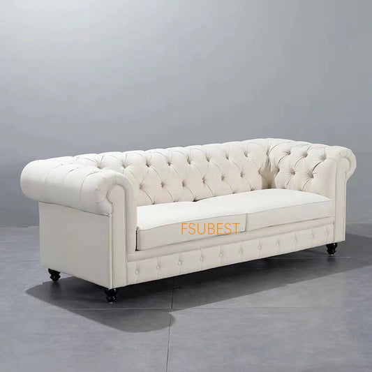 Classic Chesterfield Tufted Sofa Hotel Furniture 3 Seater Cream White Velvet Office Couch Sofa Sets Living Room