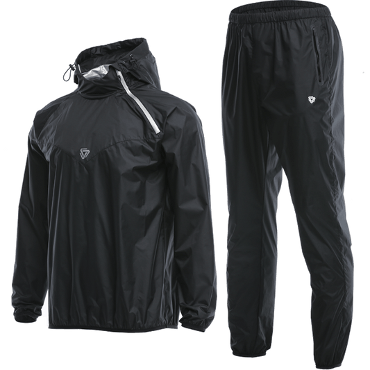 VANSYDICAL Sauna Suit Men Gym Clothing Set Hoodies Pullover Sportswear Running Fitness Weight Loss Sweating Sports Jogging Suit