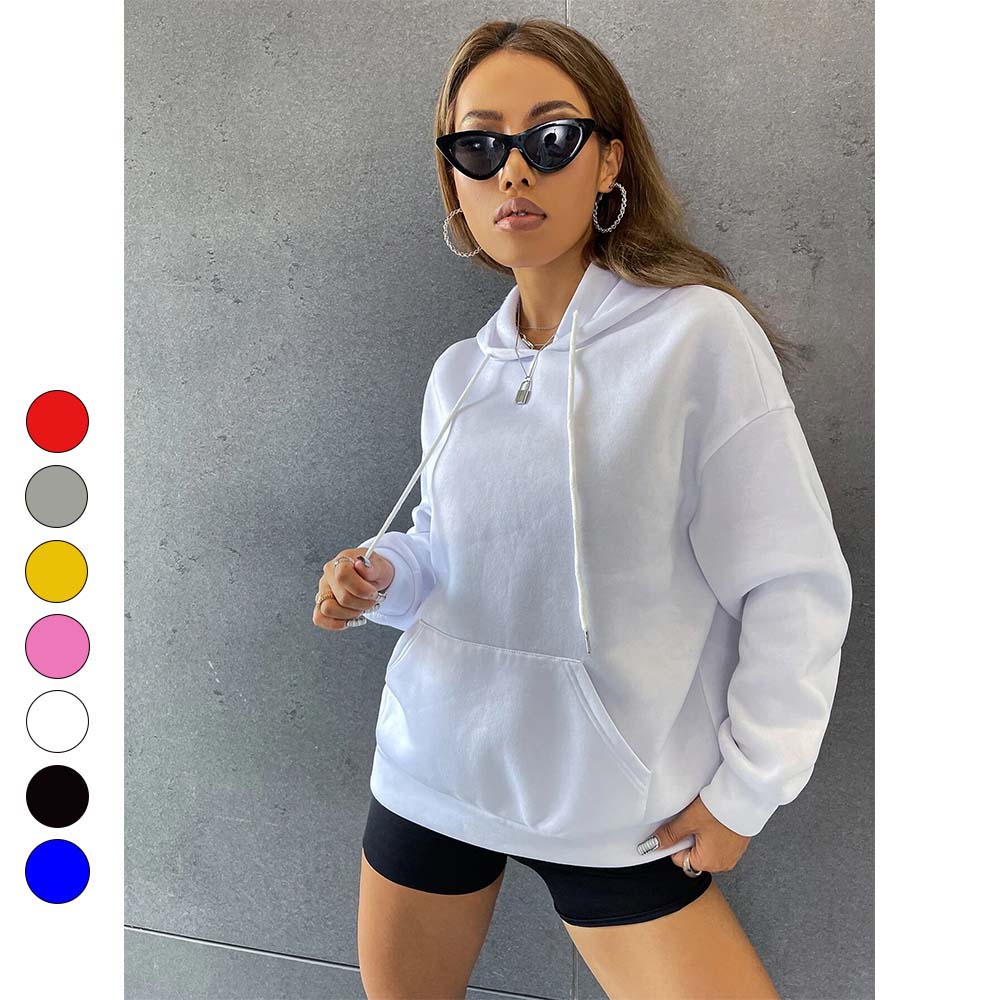 Women Hoodies Solid Color Basic Hoodie Female Lady Casual Long Sleeve O Neck Harajuku Sweatshirt Top Pullovers Fashion Clothing