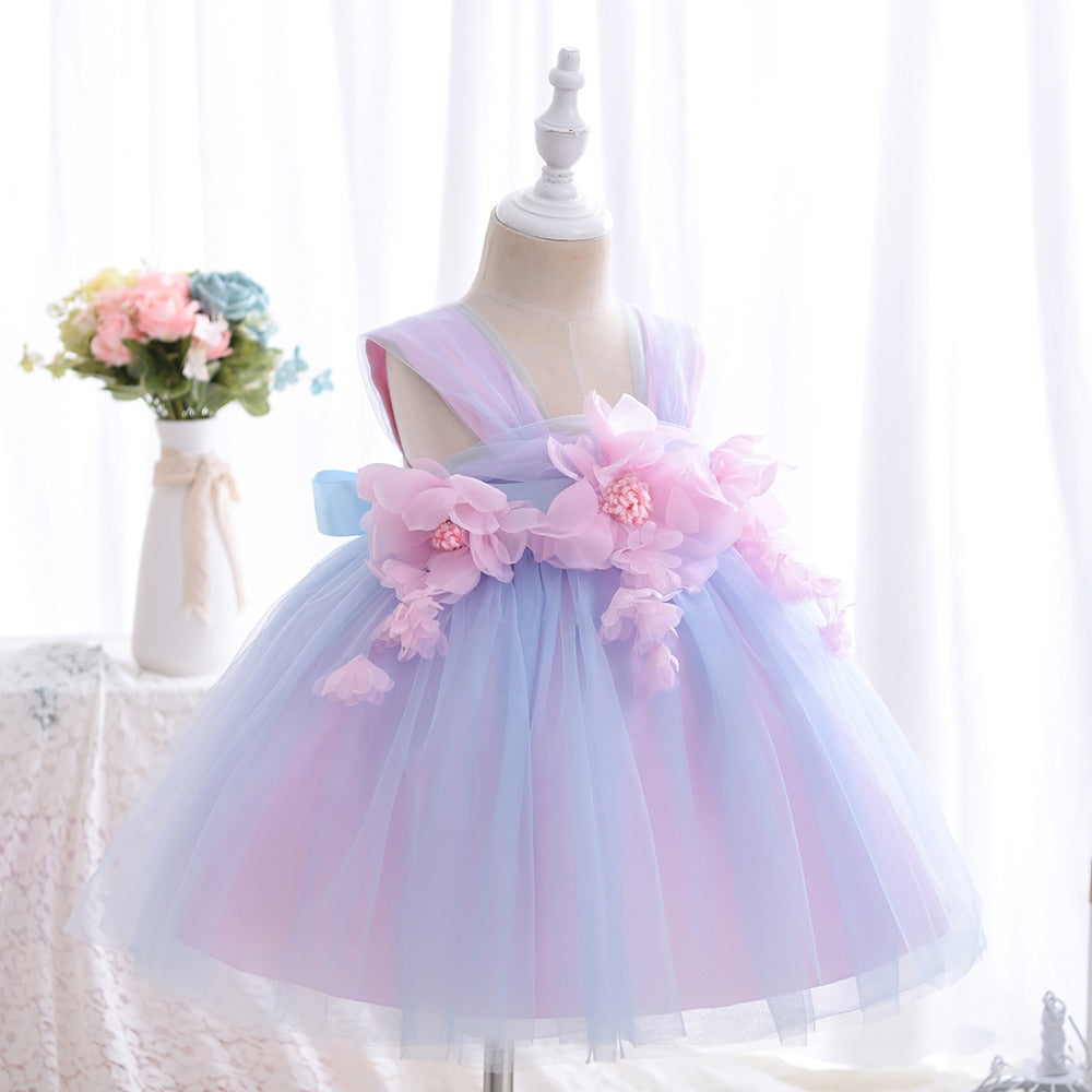 Yoliyolei Sling Baby Girl Children Dresses Flower Girl Ball Gowns Tulle Dresses Casual Wedding Party Kids Clothes for 1-4Y