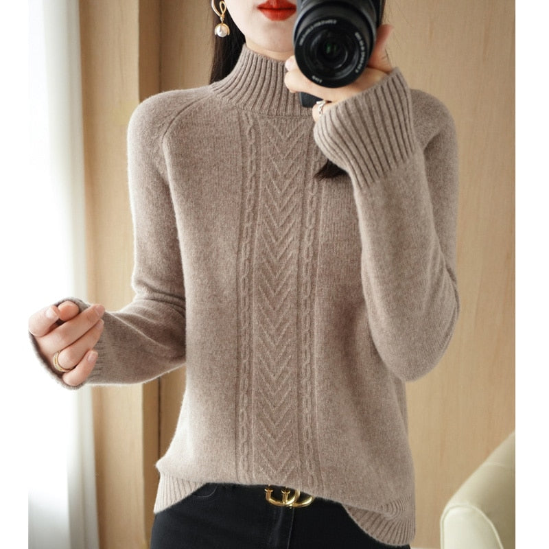 Autumn And Winter Explosive Knitwear Half Turtleneck Thick Warm Sweater Women&#39;s Fashion Languid Style Woolen Sweater Base