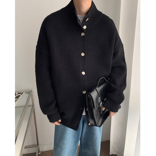 Turtleneck Sweatercoats Men Korean Cardigans Casual Single-breasted Knit Sweater Autumn Winter New Loose Knitwear Sweater Men