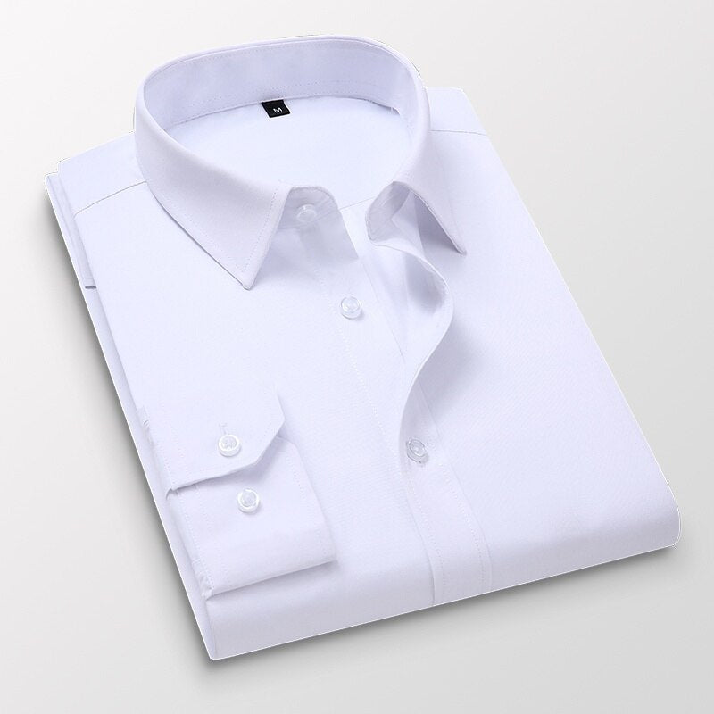 New Luxury Men&#39;s Shirt Business Casual Smooth Soft Comfort Slim Fit Solid Color Long/Short Sleeve Dress Shirt Gift for Men