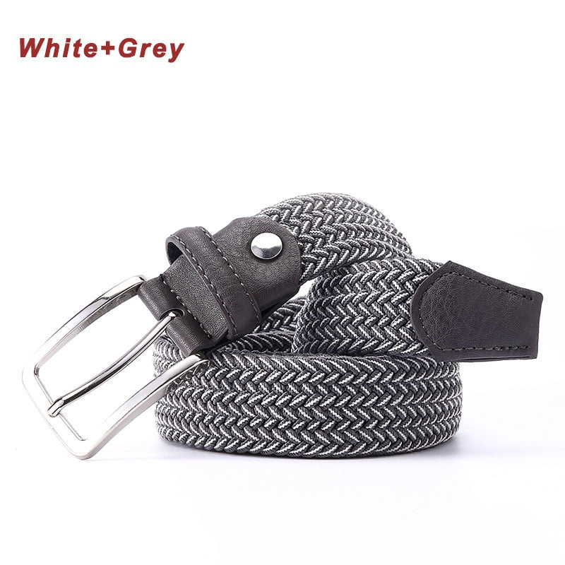 Stretch Canvas Leather Belts for Men Female Casual Knitted Woven Military Tactical Strap Male Elastic Belt for Pants Jeans