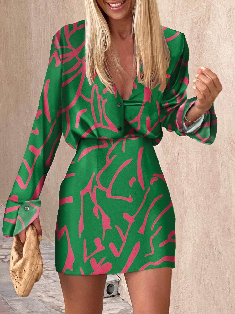 Print Set For Women Fashion Casual Streetwear Long Sleeve Shirt Top + Skirt 2 Piece Suit 2022 Spring Autumn Elegant Ladies Sets