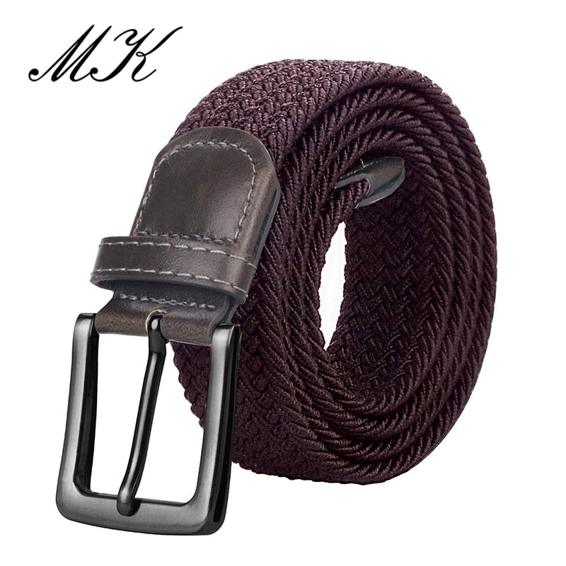 MaiKun Canvas Belts for Men Fashion Metal Pin Buckle Military Tactical Strap Male Elastic Belt for Pants Jeans