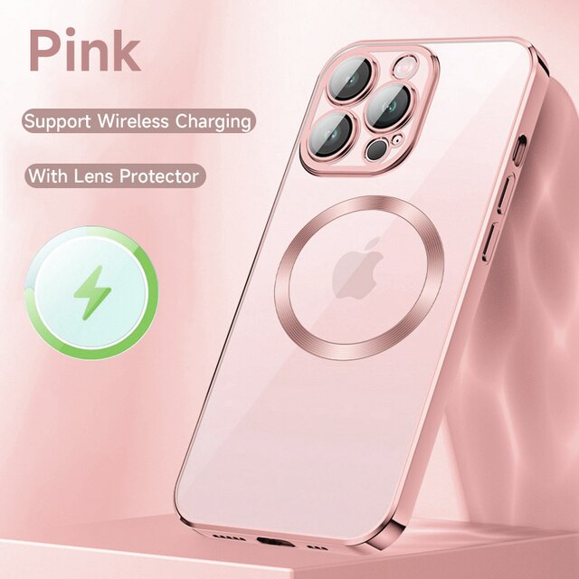 Luxury For Magsafe Magnetic Wireless Charging Case For iPhone 13 12 11 14 Pro Max Soft Silicone Transparent Shockproof Cover