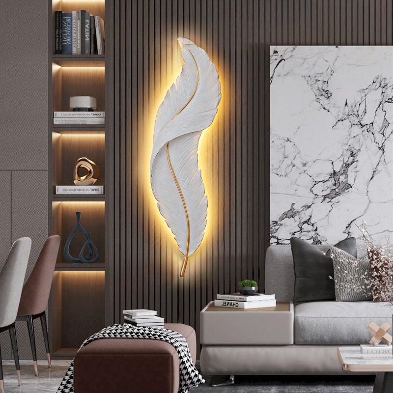 Modern Minimalist Living Room Tv Background Feather Wall Lamp Bedroom Bedside Decorative Nordic Luxury Indoor Lighting For Home