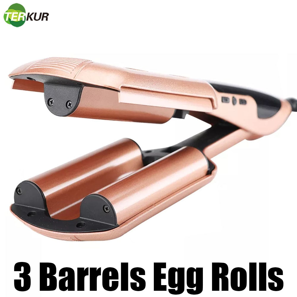 3 Barrels Egg Roll Professional Ceramic Tourmaline Hair Roller Curling Iron Curling Deep Waver Curler Perm Splint Styling Tools