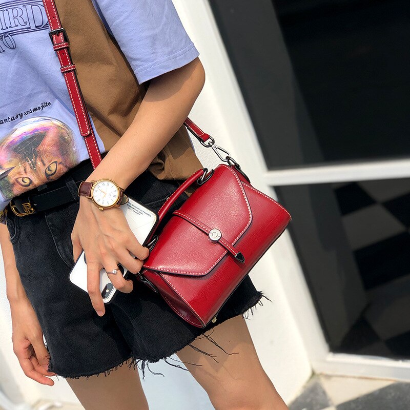 Small Leather Bag Women&#39;s 2022 Fashion Handbag Shoulder Bag Ladies Cowhide Purse Messenger Crossbody Bag Simple and Versatile