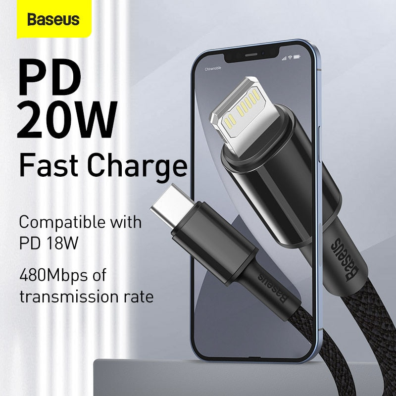 Baseus 20W PD USB Type C Cable for iPhone 14 13 12 Pro Max Fast Charging Charger for MacBook iPad Pro Type-C USBC Data Wire Cord