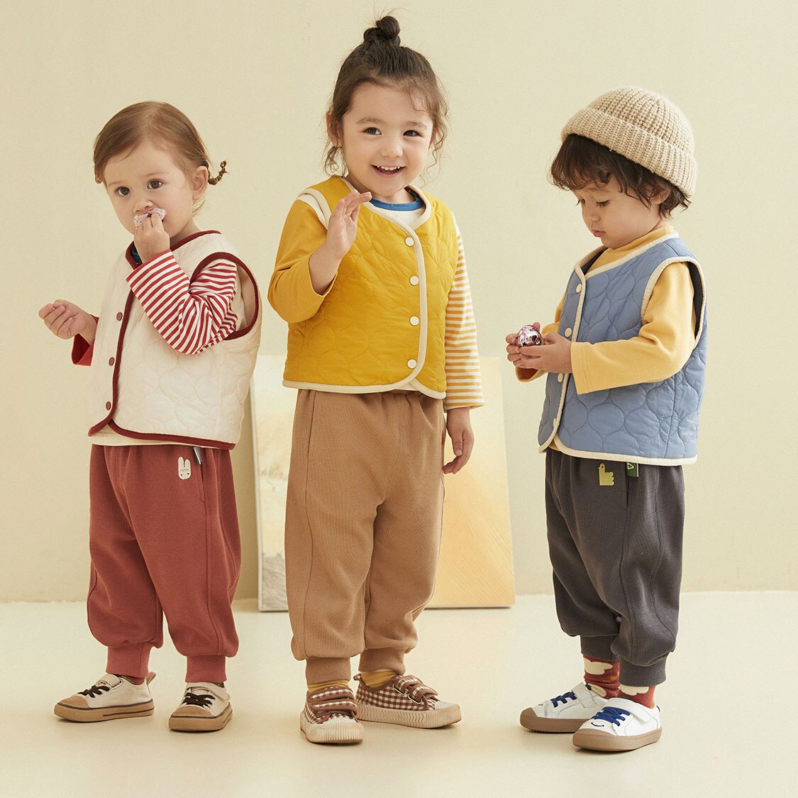 Amila Baby Pants 2022 Autumn New Solid Color Cotton Boys and Girls Trousers Cute Cartoon Casual Children Clothes Fashion