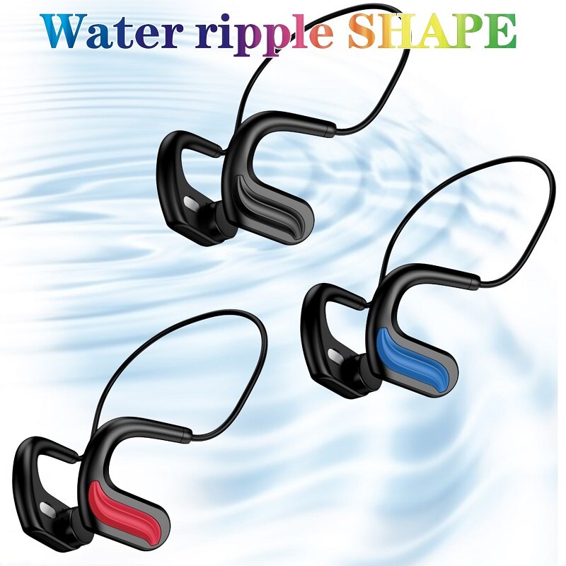 Wireless Bluetooth 5.0 Bone Conduction Earphone IPX8 Waterproof Diving Swimming Headphone Built-in memory 32G Headset With Mic