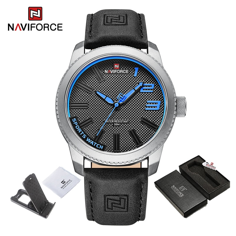 NAVIFORCE Popular Male Wristwatch Military Sports Shockproof Waterproof Leather Watch Men Fashion Casual Clock Relogio Masculino