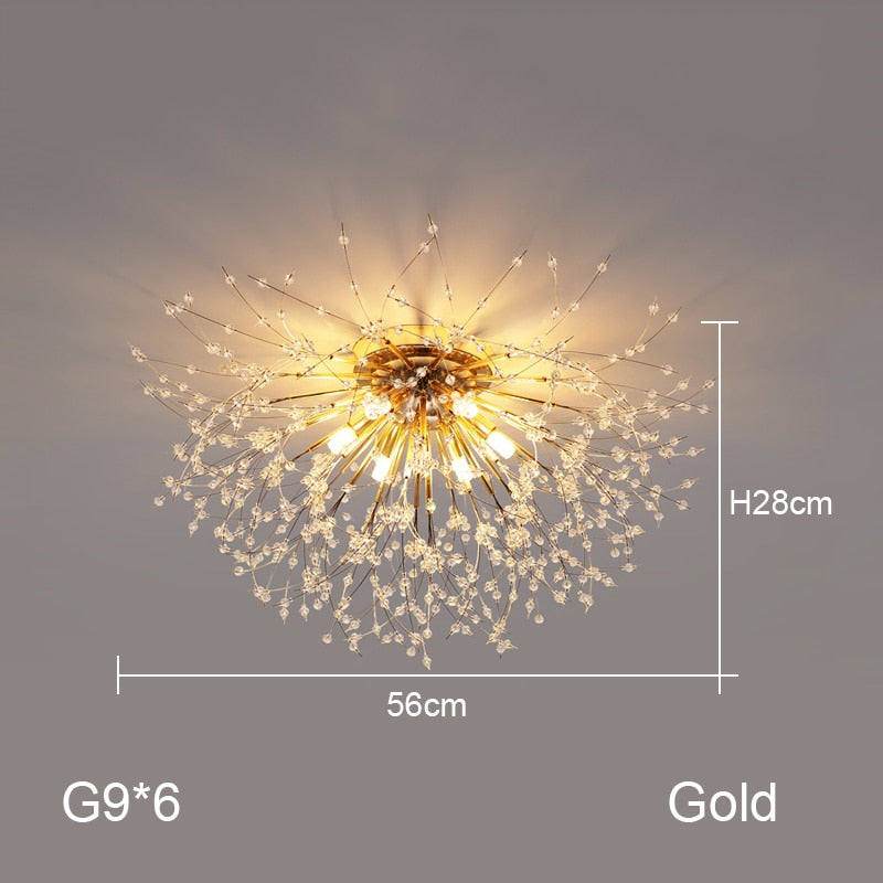 Nordic Minimalist Creative Wrought Iron Dandelion Chandelier Living Room Bedroom Dining Led Indoor Lighting Fixtures