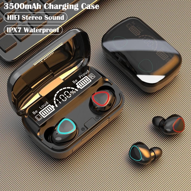 TWS Wireless Headphones 9D Stereo Bluetooth-compatible Earphones Waterproof Earbuds Sport Headset with Mic 3500 Charging Box