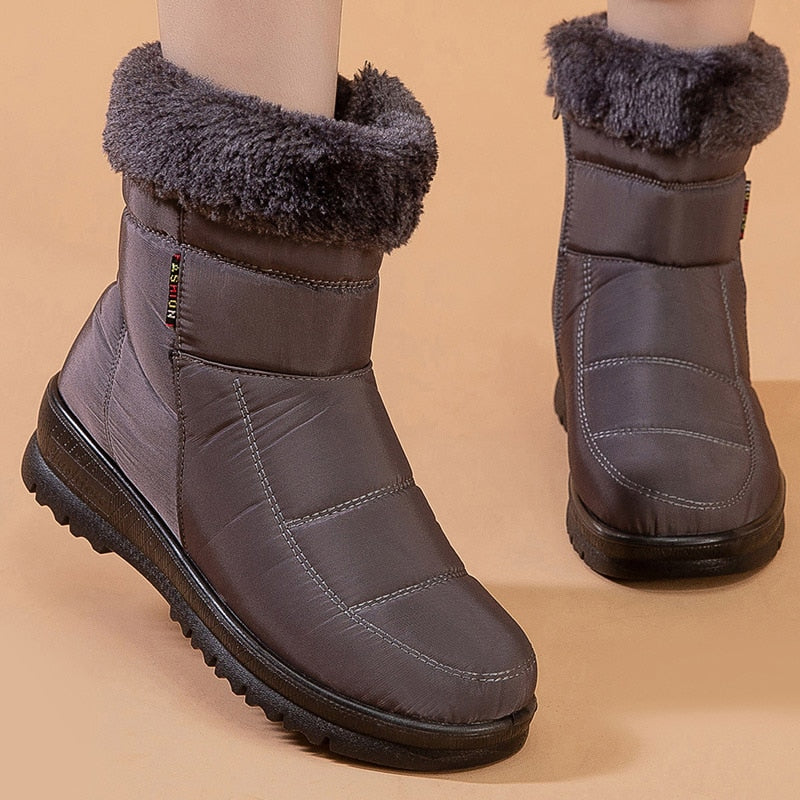 Women Boots Warm Fur Winter Boots For Women 2022 Ankle Boots Snow Botas Mujer Waterproof Winter Shoes Women Soft Heels Bottines