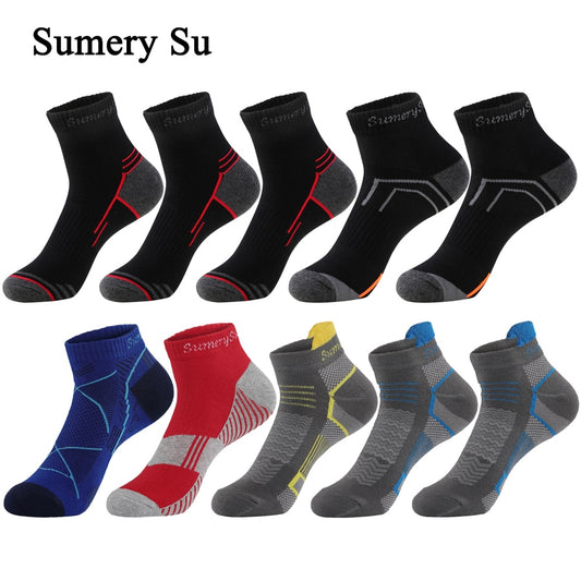 5 Pairs/Lot Mens Running Socks Casual Outdoor Sports Cotton Orange Red Stripes Compression Black 15 Styles Travel Hot Sale 2023