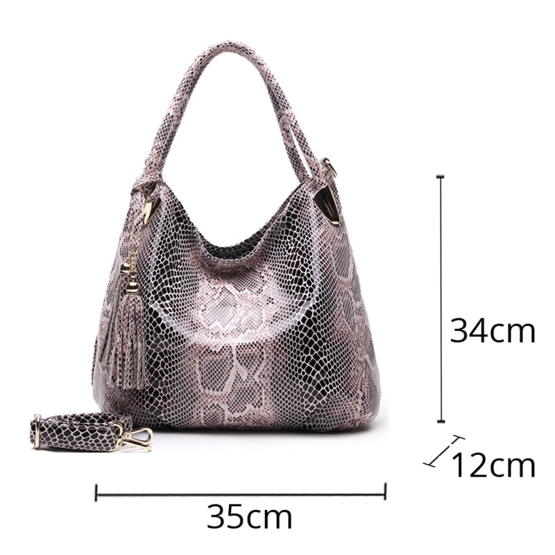 BIG SALE*Individual Fashion Snake Large Capacity Lady Bags New Tassel Embossed PU Leather Cross Body Handbags Women GPY01