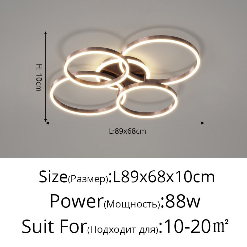 New Modern LED Chandelier Lighting For Living Study Bedroom Lamps Indoor Lighting Round Rings Foyer Lustre Chandeliers Luminaire