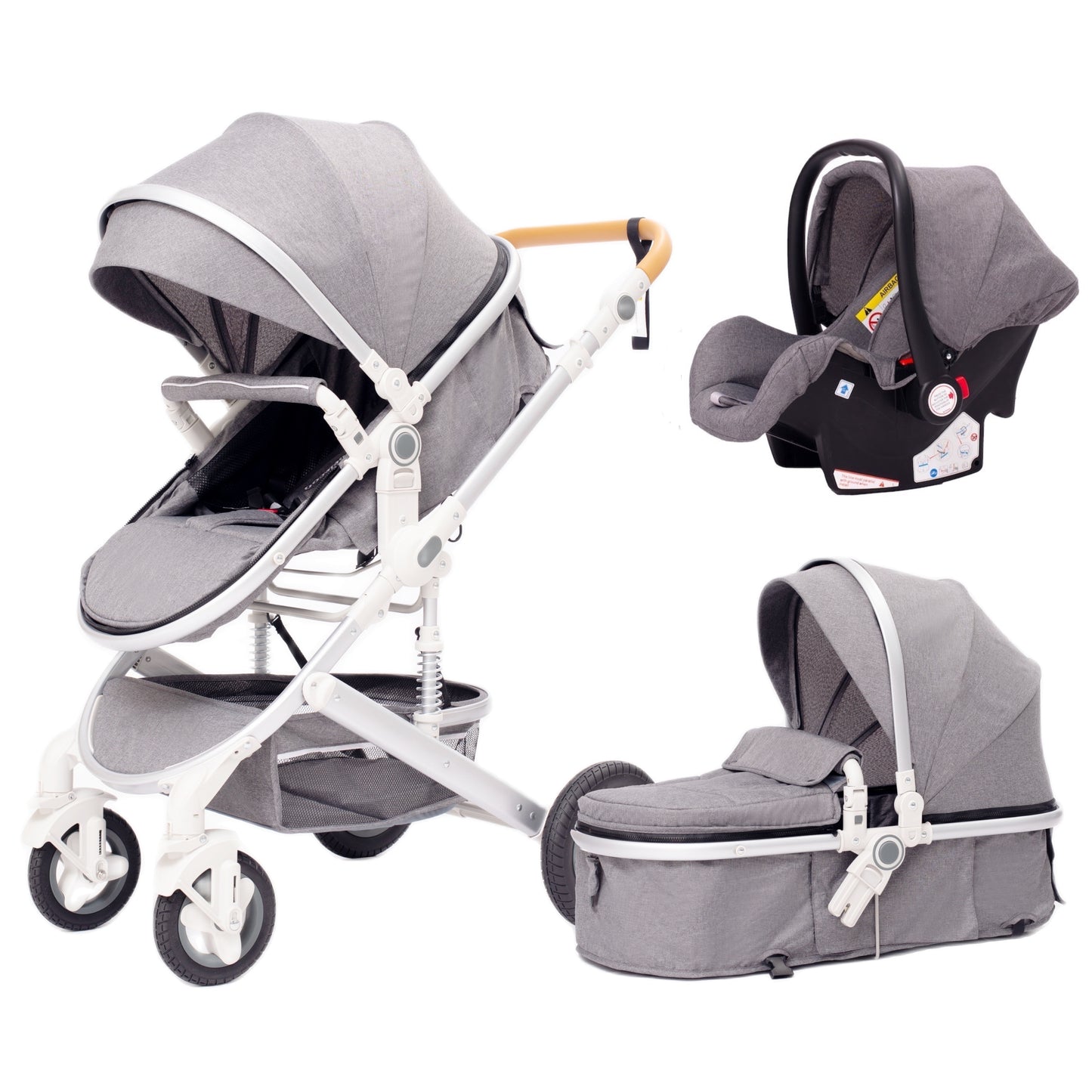 3 in 1 Stroller Baby Stroller  Multifunctional High Landscape Portable Aluminum Frame CPC Safety Baby Carriage   Free Shipping