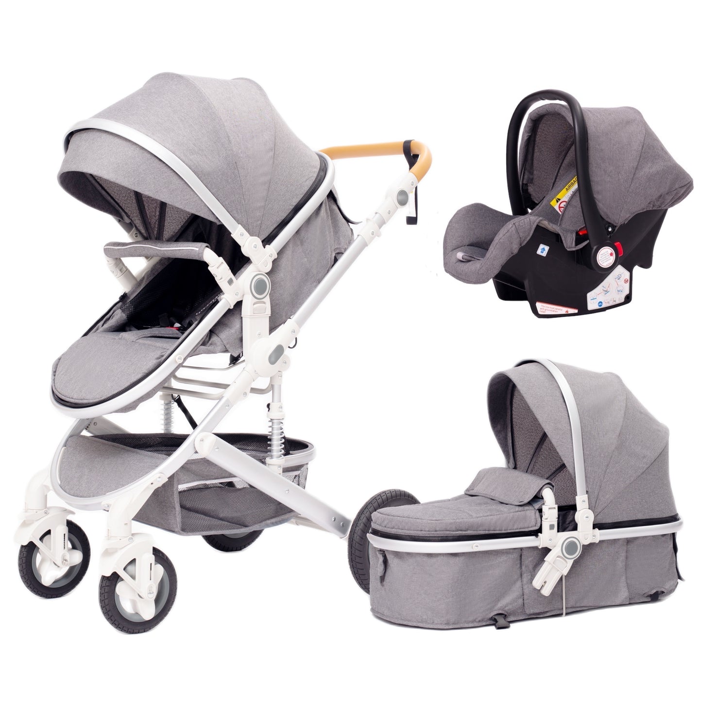 Luxurious Baby Stroller 3 in 1 Portable Travel Baby Carriage Folding Prams Aluminum Frame High Landscape Car for Newborn Baby