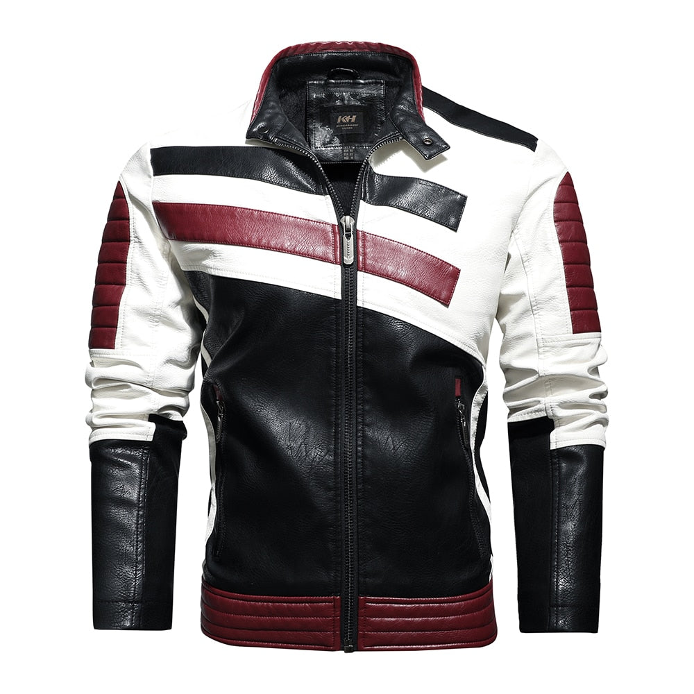 Mens Vintage Motorcycle Jacket 2021 Men Fashion New Biker Leather Jacket Male Embroidery Bomber Coat Winter Fleece Pu Overcoat