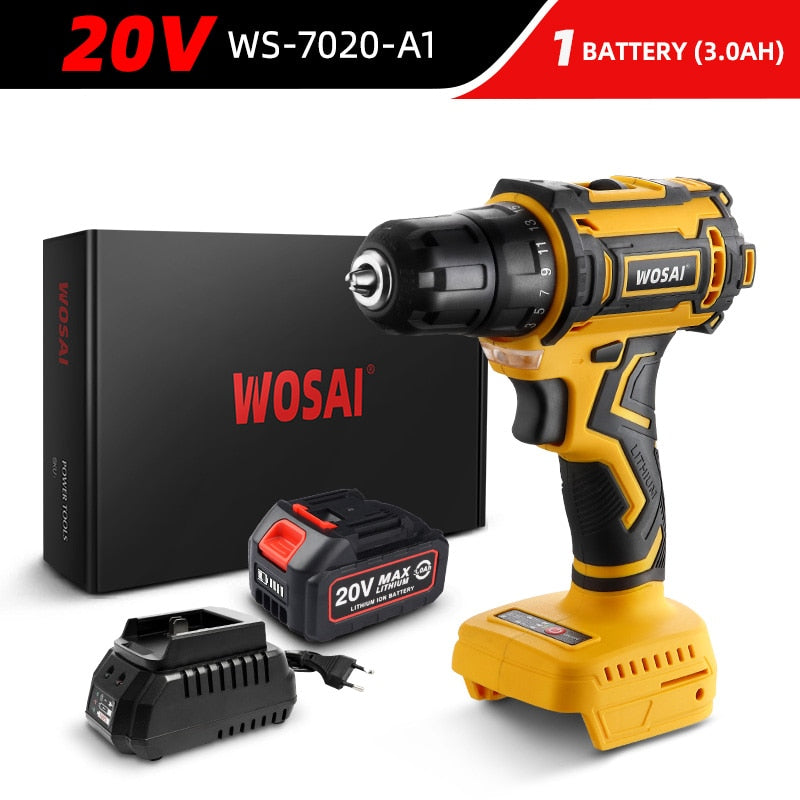 WOSAI 20V Brushless Electric Drill 50NM Cordless Screwdriver Lithium-Ion Battery Mini Electric Power Screwdriver MT-Series Tools